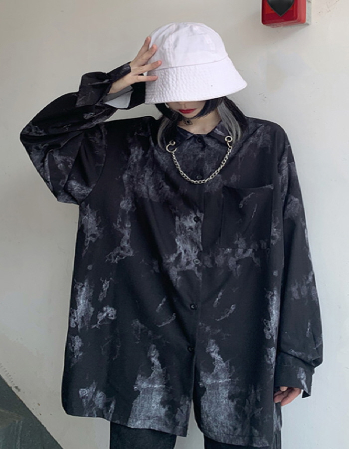 21JUL1860 명품수입의류 데이크 유니크 패턴 루즈핏 긴팔  여성셔츠w-girlz