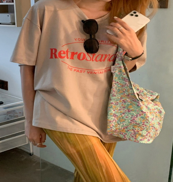 [JU179] 수입여성의류 40대쇼핑몰 여자옷 레트로 라운드 오버 티셔츠w-girlz