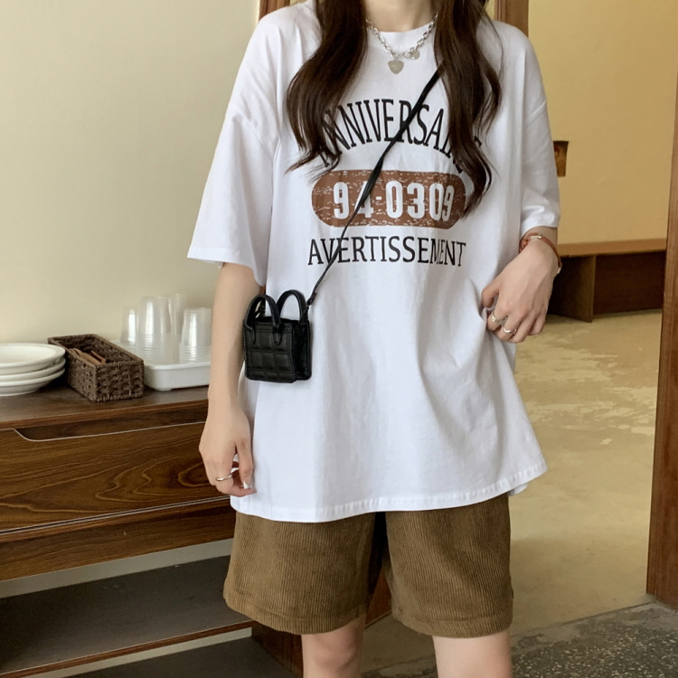21JUN1673 수입보세 데일리 레터링 오버핏 여성 티셔츠w-girlz