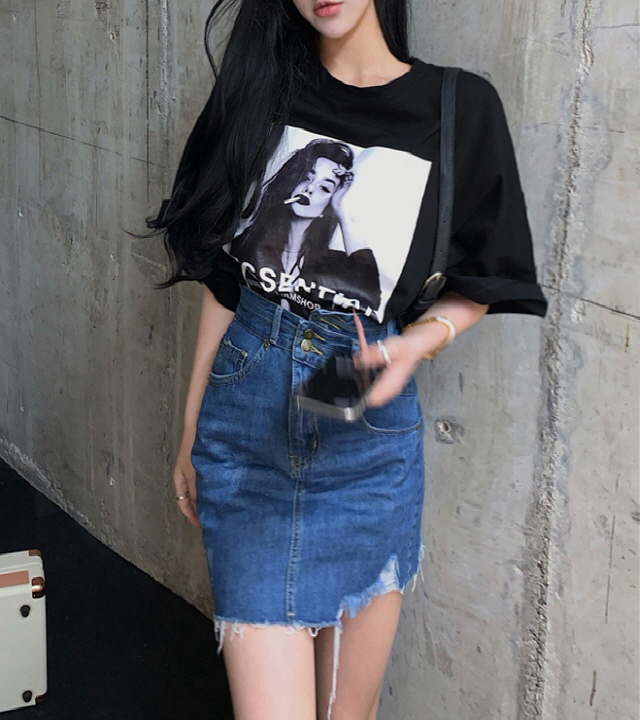 수입여성의류 명품스타일 여자옷 시크 프린팅 루즈핏 티셔츠w-girlz